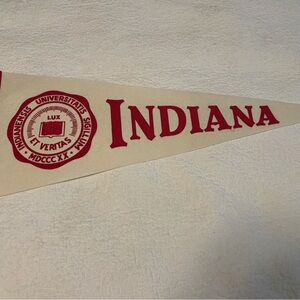 Indiana Vintage Style Felt Pennant - Red on Cream 1970